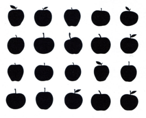 A small sampling of the shapes and sizes of apples, due to extreme heterozygosity